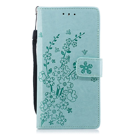 Custodia Portafoglio In Pelle Cover con Supporto L08 per Huawei P20 Ciano