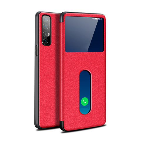 Custodia Portafoglio In Pelle Cover con Supporto L08 per Oppo Reno3 Pro Rosso