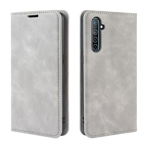 Custodia Portafoglio In Pelle Cover con Supporto L08 per Realme X2 Grigio