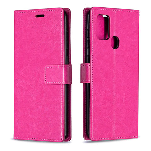 Custodia Portafoglio In Pelle Cover con Supporto L08 per Samsung Galaxy A21s Rosa Caldo