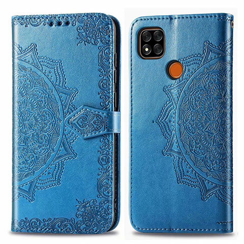 Custodia Portafoglio In Pelle Cover con Supporto L08 per Xiaomi POCO C3 Blu