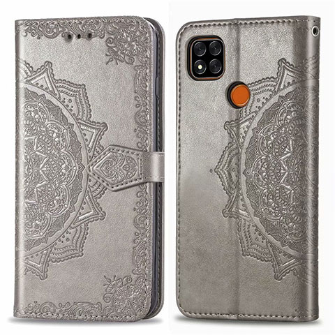 Custodia Portafoglio In Pelle Cover con Supporto L08 per Xiaomi POCO C3 Grigio