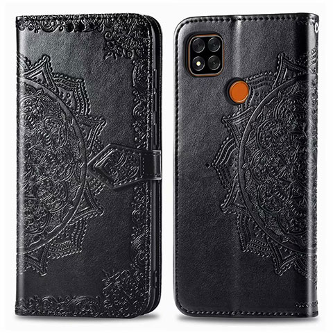 Custodia Portafoglio In Pelle Cover con Supporto L08 per Xiaomi Redmi 9 India Nero