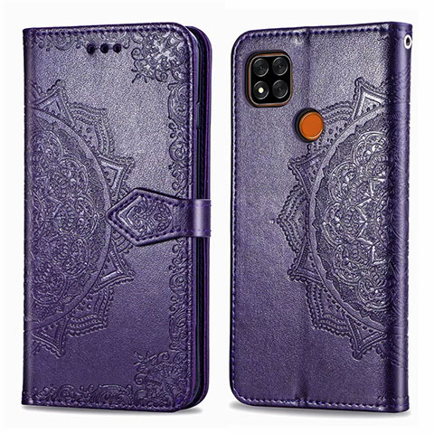 Custodia Portafoglio In Pelle Cover con Supporto L08 per Xiaomi Redmi 9C NFC Viola