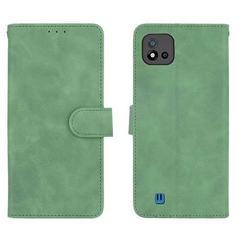 Custodia Portafoglio In Pelle Cover con Supporto L08Z per Realme C11 (2021) Verde