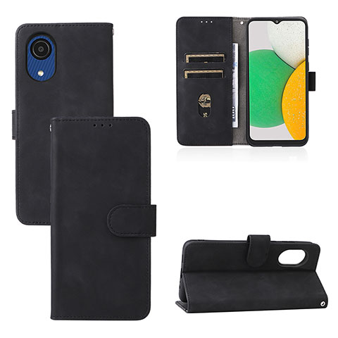 Custodia Portafoglio In Pelle Cover con Supporto L08Z per Samsung Galaxy A03 Core Nero