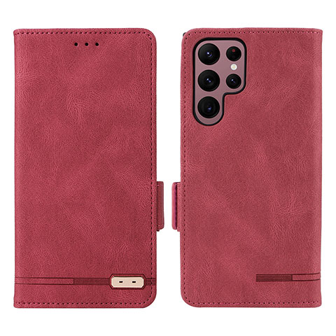 Custodia Portafoglio In Pelle Cover con Supporto L08Z per Samsung Galaxy S23 Ultra 5G Rosso