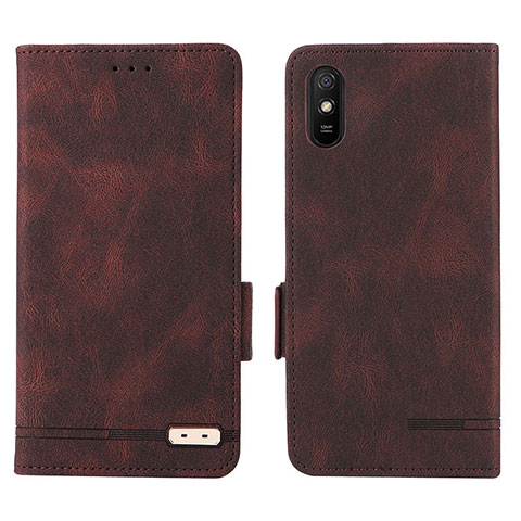 Custodia Portafoglio In Pelle Cover con Supporto L08Z per Xiaomi Redmi 9A Marrone