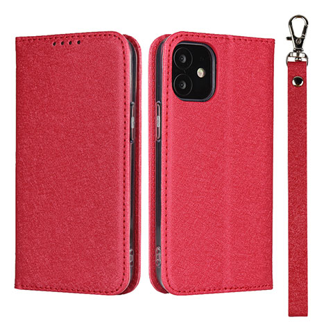 Custodia Portafoglio In Pelle Cover con Supporto L09 per Apple iPhone 12 Rosso