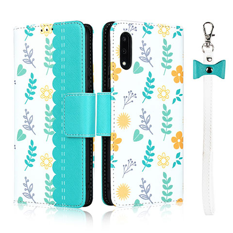 Custodia Portafoglio In Pelle Cover con Supporto L09 per Huawei P Smart Z (2019) Ciano