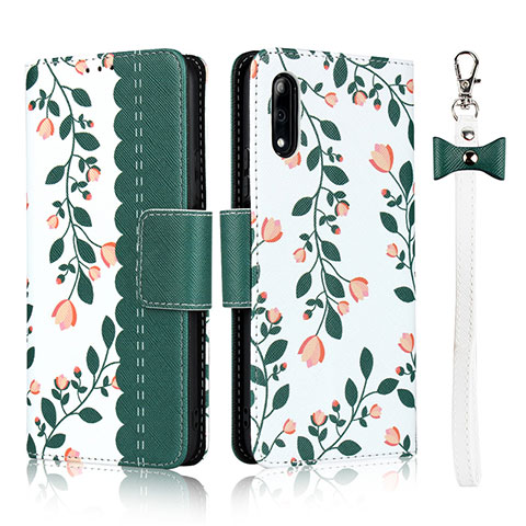 Custodia Portafoglio In Pelle Cover con Supporto L09 per Huawei P Smart Z (2019) Verde