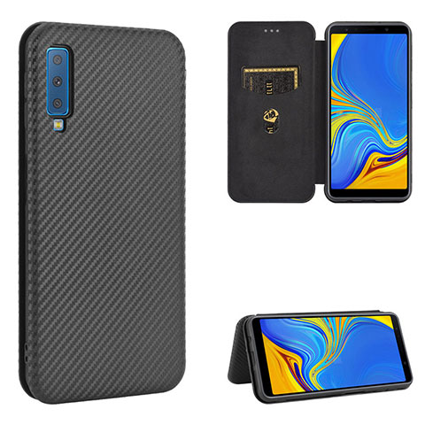 Custodia Portafoglio In Pelle Cover con Supporto L09Z per Samsung Galaxy A7 (2018) A750 Nero