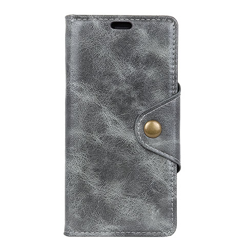 Custodia Portafoglio In Pelle Cover con Supporto L10 per Alcatel 1X (2019) Grigio