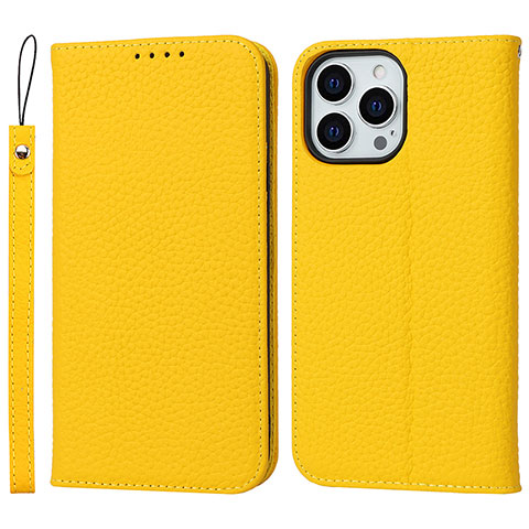 Custodia Portafoglio In Pelle Cover con Supporto L10 per Apple iPhone 14 Pro Giallo