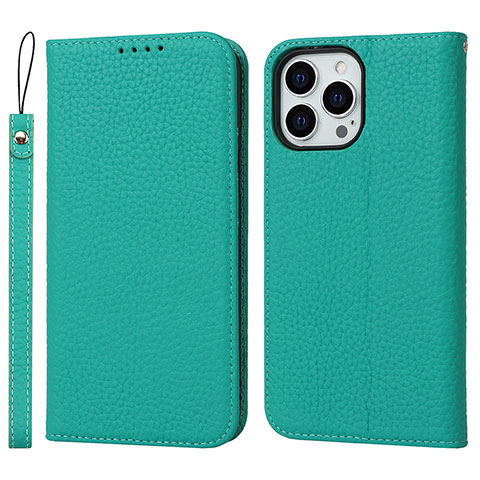 Custodia Portafoglio In Pelle Cover con Supporto L10 per Apple iPhone 15 Pro Verde