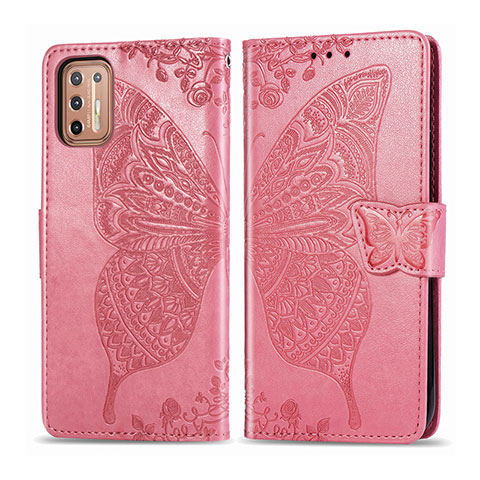 Custodia Portafoglio In Pelle Cover con Supporto L10 per Motorola Moto G9 Plus Rosa