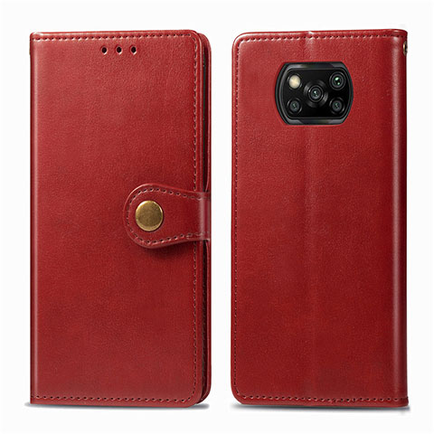 Custodia Portafoglio In Pelle Cover con Supporto L10 per Xiaomi Poco X3 Pro Rosso