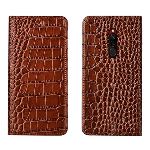 Custodia Portafoglio In Pelle Cover con Supporto L10 per Xiaomi Redmi 8 Arancione