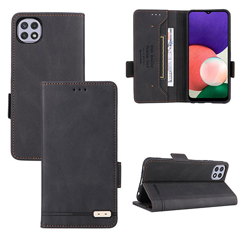 Custodia Portafoglio In Pelle Cover con Supporto L10Z per Samsung Galaxy A22 5G Nero