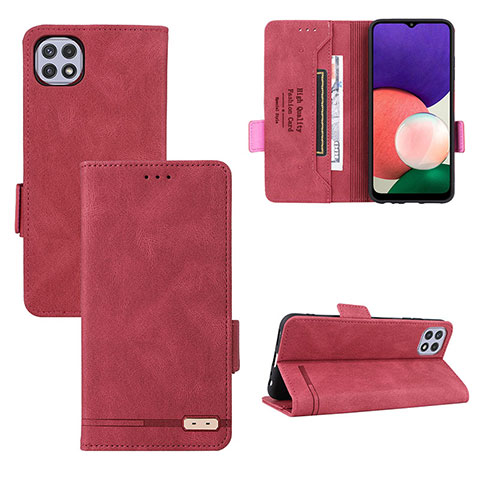 Custodia Portafoglio In Pelle Cover con Supporto L10Z per Samsung Galaxy A22s 5G Rosso