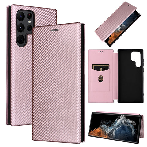 Custodia Portafoglio In Pelle Cover con Supporto L10Z per Samsung Galaxy S21 Ultra 5G Oro Rosa