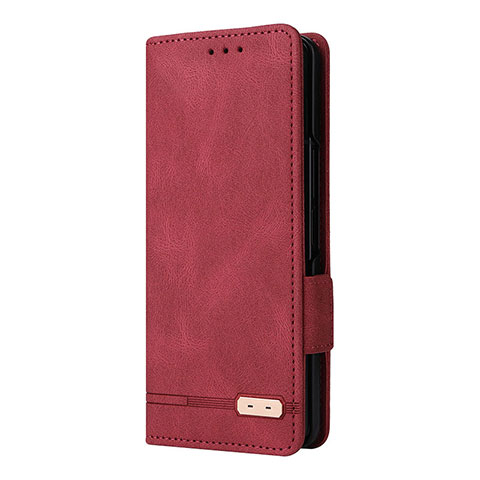 Custodia Portafoglio In Pelle Cover con Supporto L10Z per Samsung Galaxy Z Fold4 5G Rosso