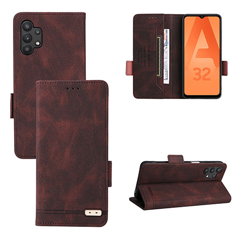 Custodia Portafoglio In Pelle Cover con Supporto L11Z per Samsung Galaxy A32 4G Marrone