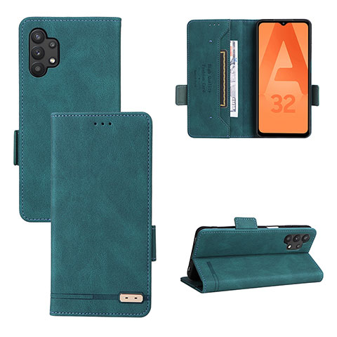 Custodia Portafoglio In Pelle Cover con Supporto L11Z per Samsung Galaxy A32 4G Verde