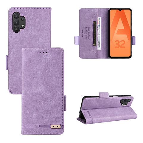 Custodia Portafoglio In Pelle Cover con Supporto L11Z per Samsung Galaxy A32 4G Viola