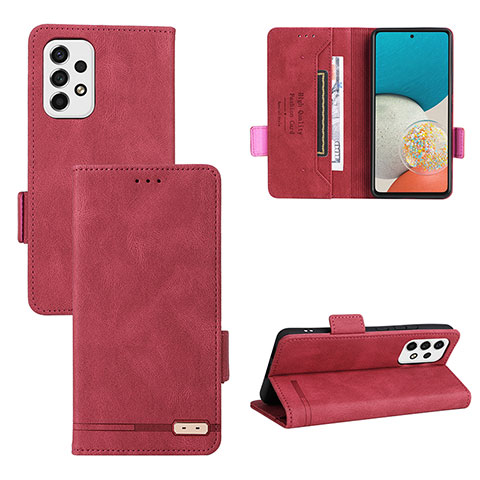 Custodia Portafoglio In Pelle Cover con Supporto L11Z per Samsung Galaxy A53 5G Rosso