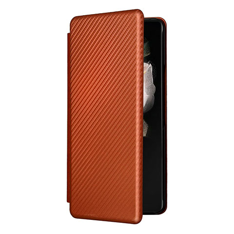 Custodia Portafoglio In Pelle Cover con Supporto L11Z per Samsung Galaxy Z Fold3 5G Marrone