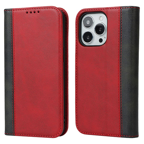 Custodia Portafoglio In Pelle Cover con Supporto L12 per Apple iPhone 13 Pro Rosso