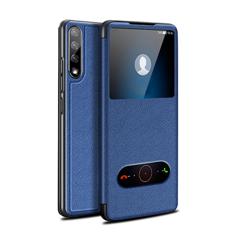 Custodia Portafoglio In Pelle Cover con Supporto L12 per Huawei P smart S Blu