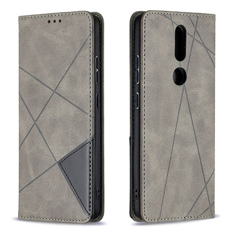 Custodia Portafoglio In Pelle Cover con Supporto L12 per Nokia 2.4 Grigio