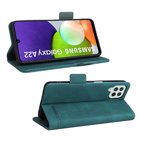 Custodia Portafoglio In Pelle Cover con Supporto L12Z per Samsung Galaxy A22 4G Verde