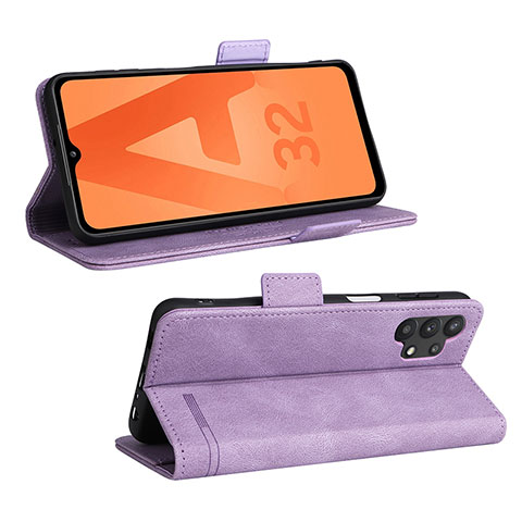 Custodia Portafoglio In Pelle Cover con Supporto L12Z per Samsung Galaxy A32 4G Viola