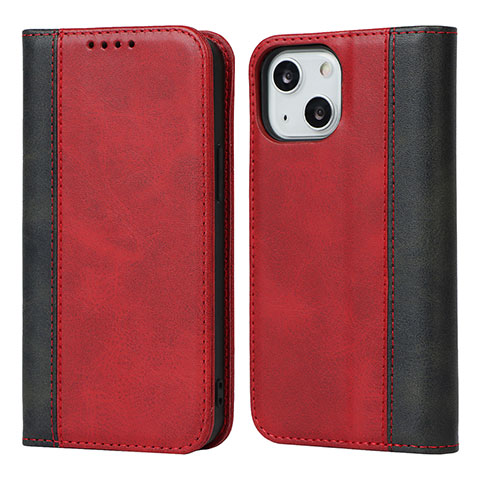 Custodia Portafoglio In Pelle Cover con Supporto L13 per Apple iPhone 13 Rosso