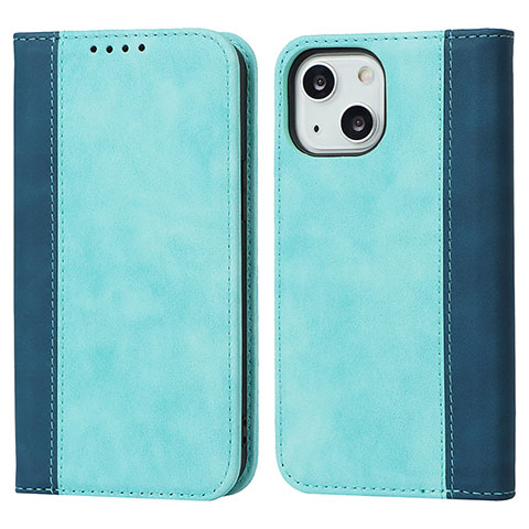 Custodia Portafoglio In Pelle Cover con Supporto L13 per Apple iPhone 15 Cielo Blu