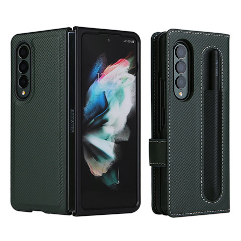 Custodia Portafoglio In Pelle Cover con Supporto L15Z per Samsung Galaxy Z Fold4 5G Verde