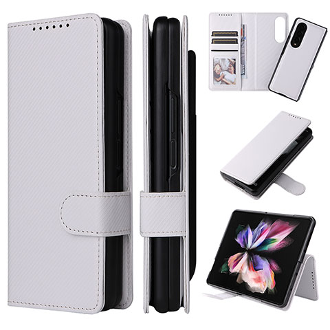 Custodia Portafoglio In Pelle Cover con Supporto L17Z per Samsung Galaxy Z Fold3 5G Bianco