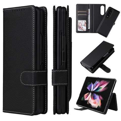 Custodia Portafoglio In Pelle Cover con Supporto L17Z per Samsung Galaxy Z Fold3 5G Nero