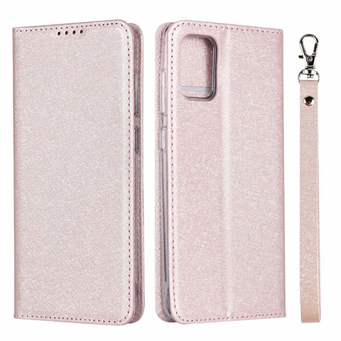 Custodia Portafoglio In Pelle Cover con Supporto L18 per Samsung Galaxy A51 5G Oro Rosa