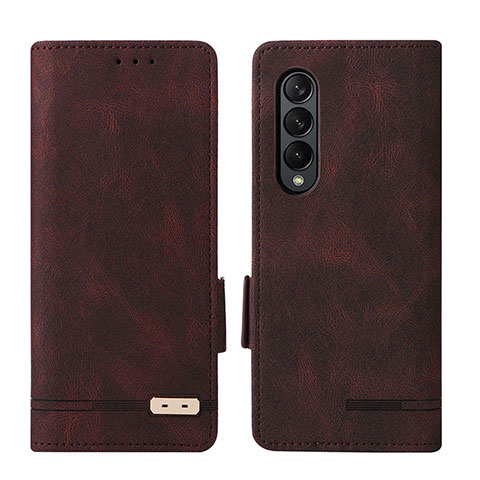 Custodia Portafoglio In Pelle Cover con Supporto L18Z per Samsung Galaxy Z Fold3 5G Marrone