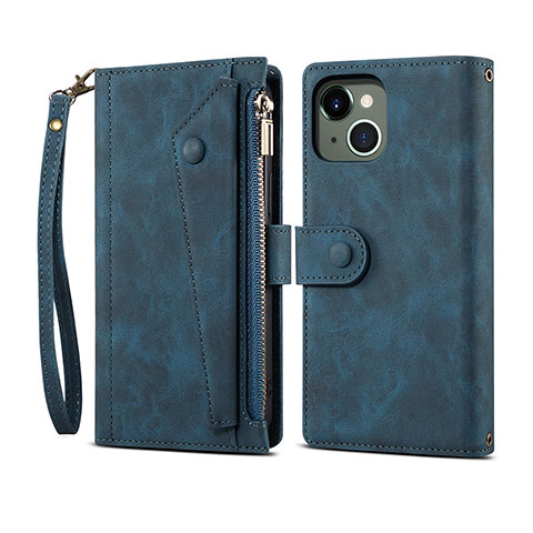 Custodia Portafoglio In Pelle Cover con Supporto L20 per Apple iPhone 15 Blu