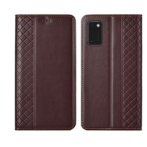 Custodia Portafoglio In Pelle Cover con Supporto L21 per Samsung Galaxy A41 Marrone