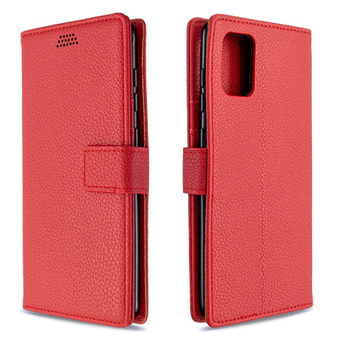 Custodia Portafoglio In Pelle Cover con Supporto L22 per Samsung Galaxy A71 5G Rosso