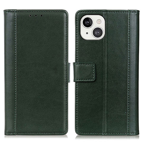 Custodia Portafoglio In Pelle Cover con Supporto L28 per Apple iPhone 15 Verde