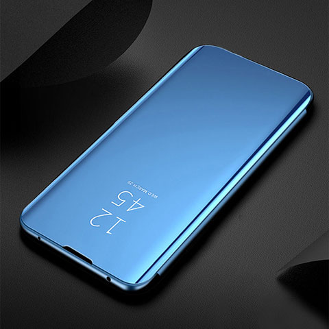 Custodia Portafoglio In Pelle Cover con Supporto Laterale Specchio Cover L01 per Samsung Galaxy A22 5G Blu