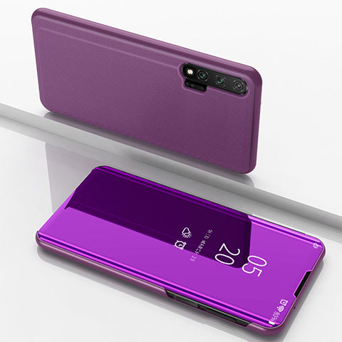 Custodia Portafoglio In Pelle Cover con Supporto Laterale Specchio Cover L02 per Huawei Nova 6 5G Viola