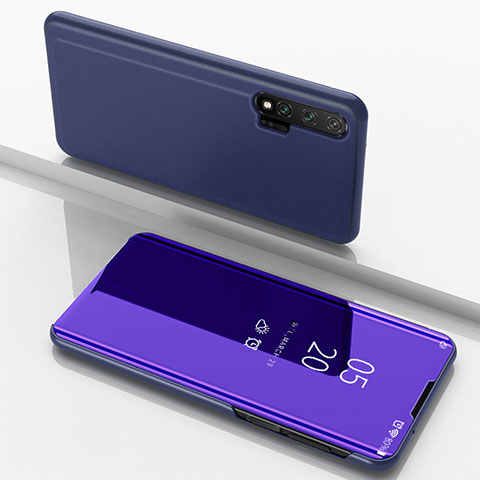 Custodia Portafoglio In Pelle Cover con Supporto Laterale Specchio Cover L02 per Huawei Nova 6 Blu